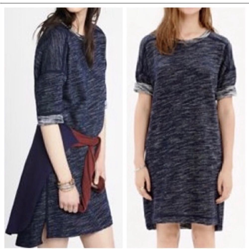 MADEWELL blue textured sweatshirt dress size XS